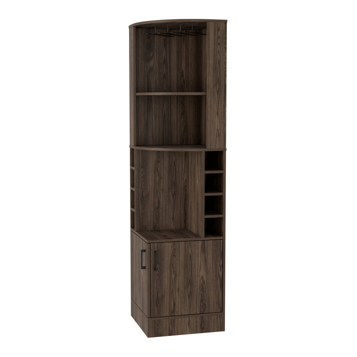 Wood Corner Bar Cabinet With Two Doors - Walnut