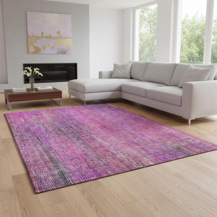 8' X 10' Striped Washable Area Rug With UV Protection (648746) - Lilac / Blush