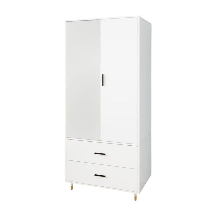 71" Mirro Two Door Two Drawer Combo Dresser - White