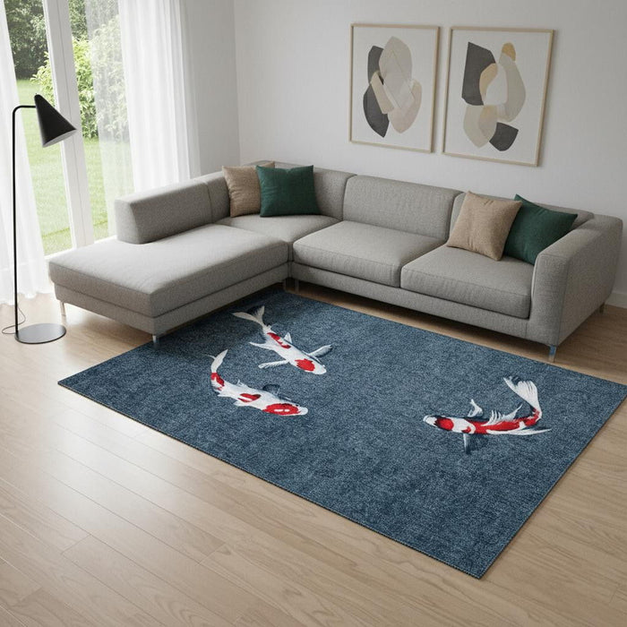 8' X 11' Abstract Washable Area Rug (552038) - Blue / White