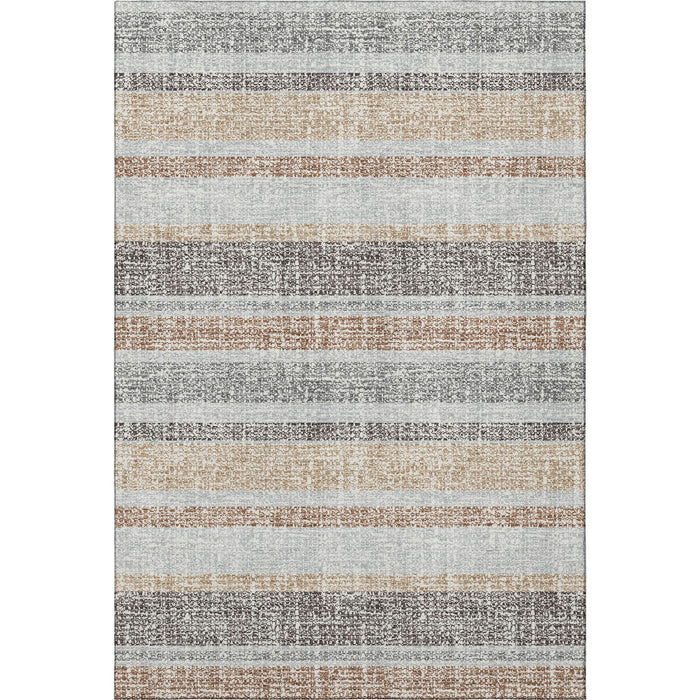 10' X 14' Striped Washable Area Rug With UV Protection (718605) - Gray / Beige