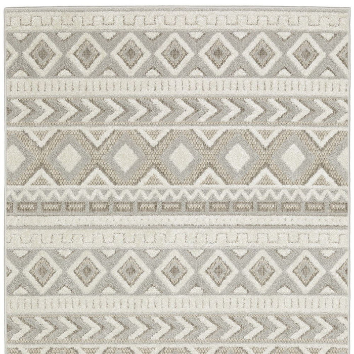 10' X 13' Tribal Area Rug - Gray And Beige