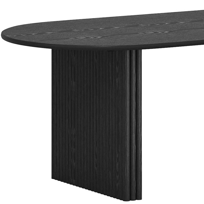 79" Solid Wood Mirrored Oval Dining Table - Black