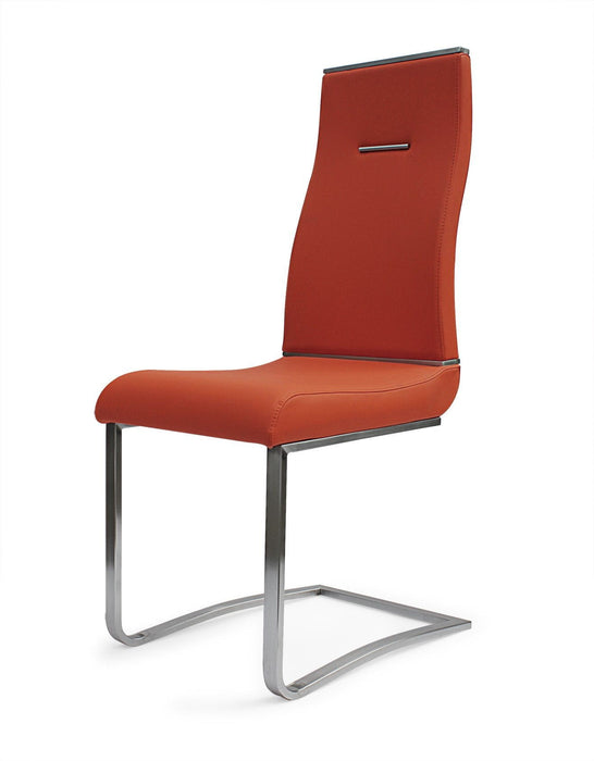 Upholstered Faux Leather Dining Side Chairs (Set of 2) - Orange