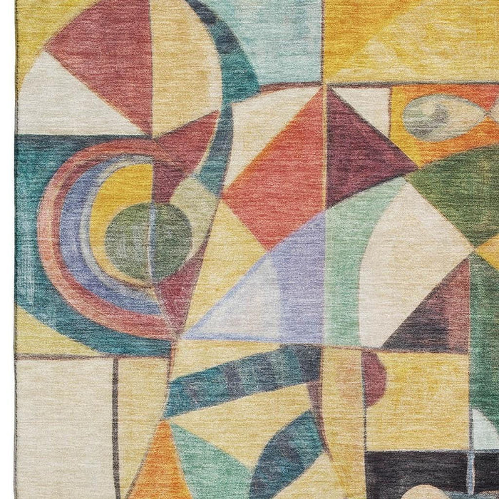 10' X 14' Abstract Washable Area Rug With UV Protection (700415) - Gold / Purple / Ivory