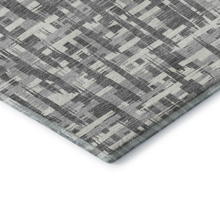 10' X 14' Abstract Geometric Washable Area Rug With UV Protection (682991) - Gray / Silver / Ivory