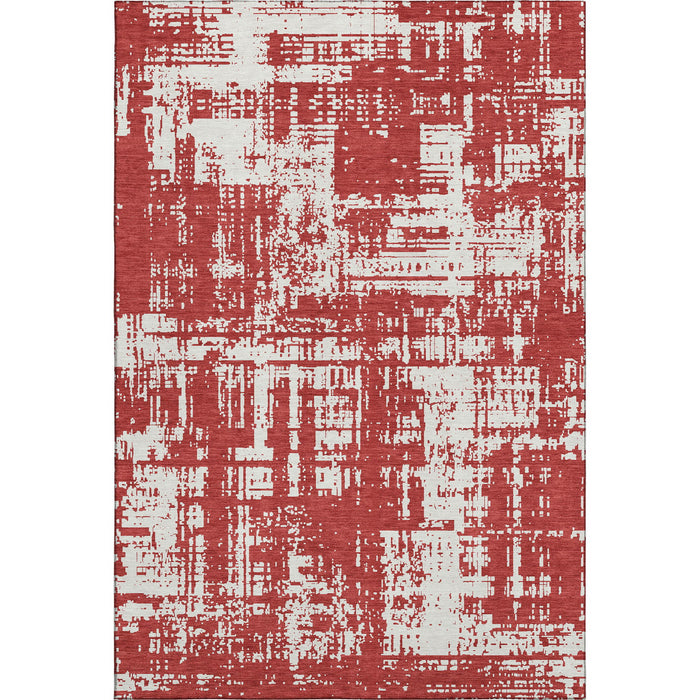 10' X 14' Abstract Washable Area Rug With UV Protection (671180) - Red / Ivory