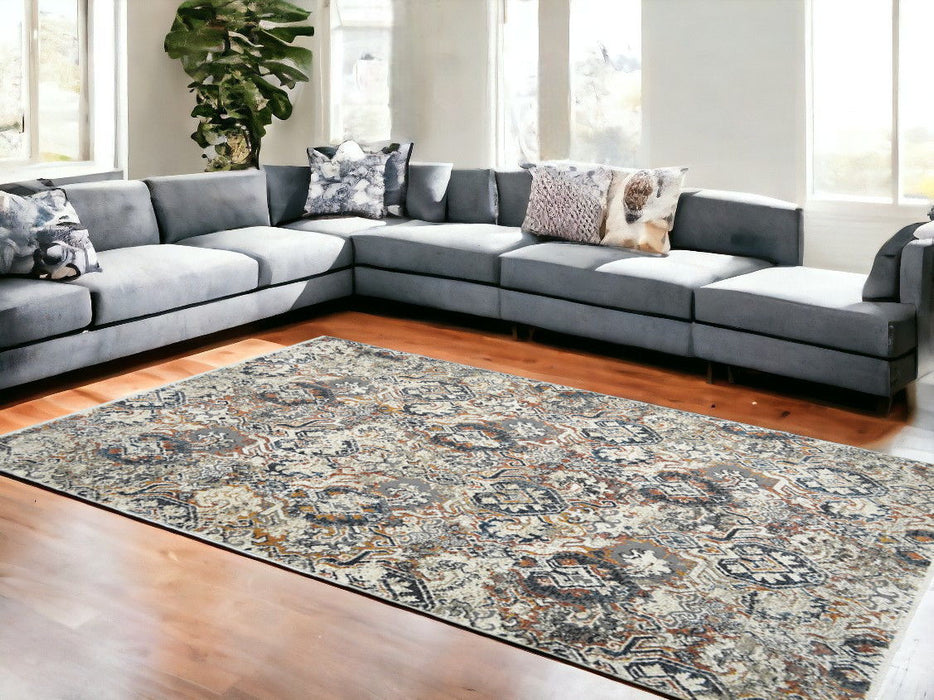 9' x 13' Oriental Distressed Area Rug With Fringe - Rust