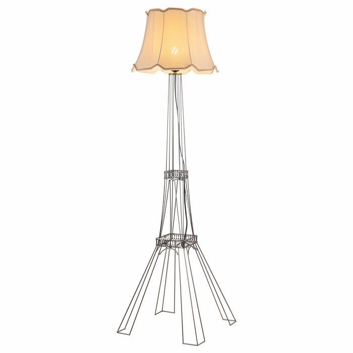LED Light Changing Floor Lamp With Beige Bell Shade - Brass