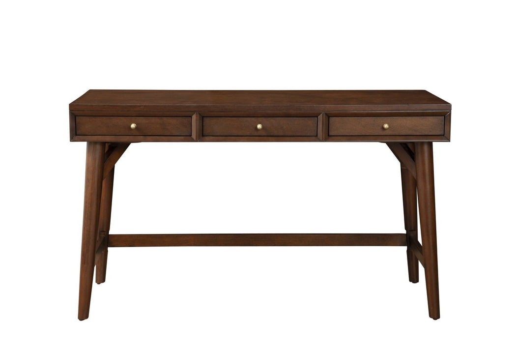 Solid Manufactured Wood Writing Desk With Three Drawers - Brown
