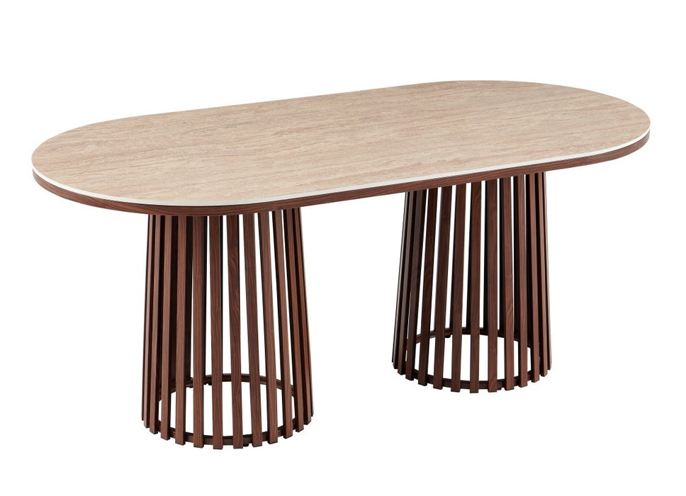 Chintaly AURORA Modern Rectangular Ceramic Top Table w/ Steel Base