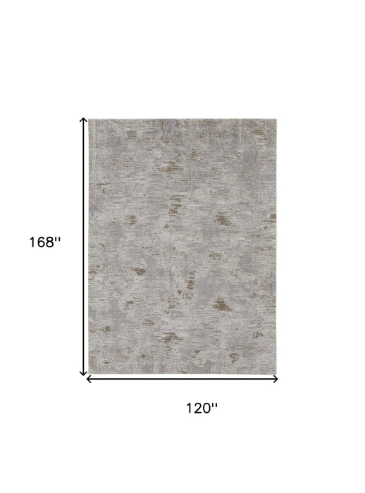 10' x 14' Abstract Power Loom Distressed Polypropylene Area Rug - Gray And Ivory
