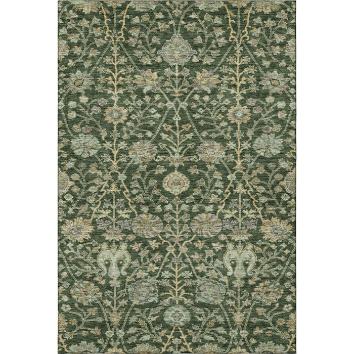 10' X 14' Floral Washable Area Rug With UV Protection (684022) - Green / Beige