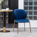 Giga Amoa contemporary velvet upholstery blue side dining chair with sleek design and cushioned seat.