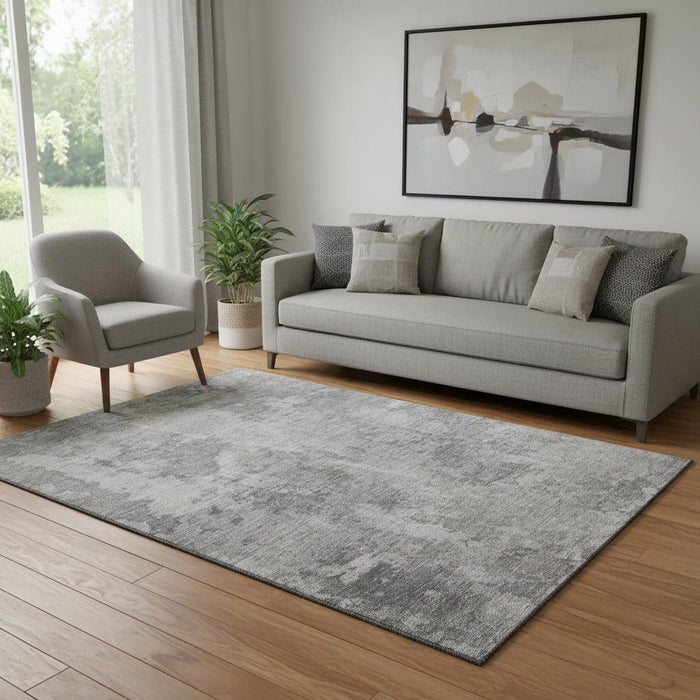 5' X 8' Abstract Washable Area Rug With UV Protection (649830) - Gray / Ivory
