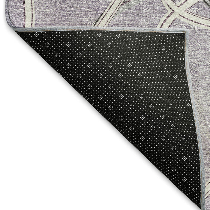 10' X 14' Geometric Washable Area Rug With UV Protection (675384) - Lavender / Ivory