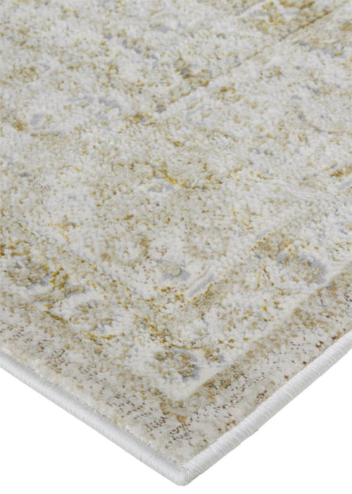 7' x 10' Floral Stain Resistant Area Rug - Ivory And Gold