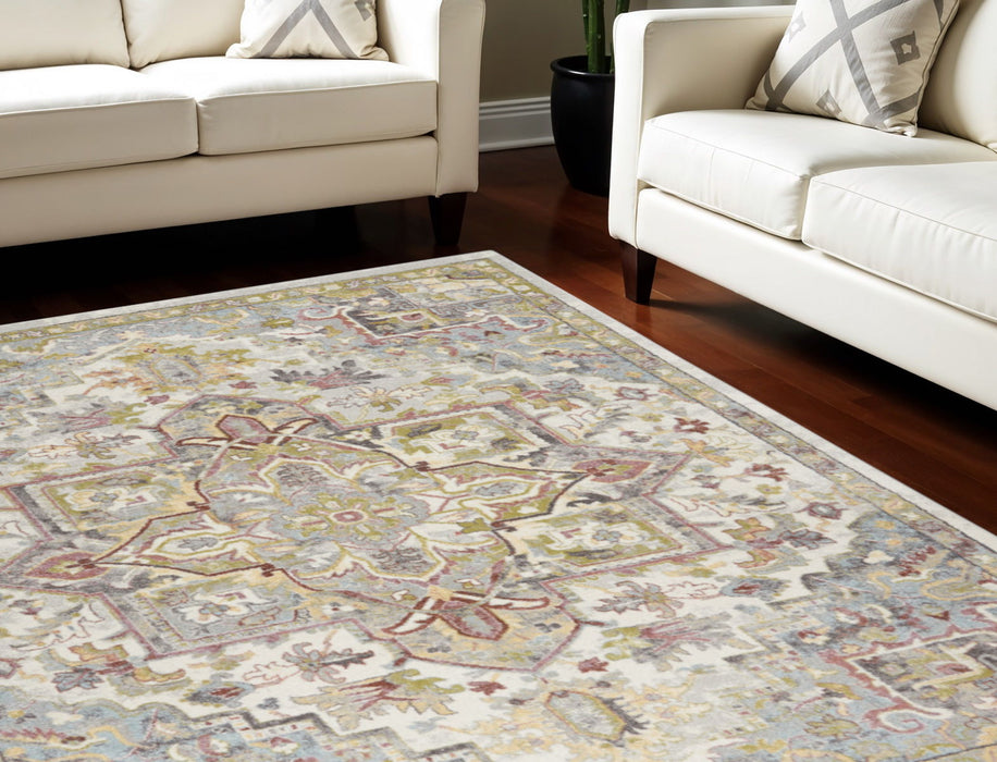 8' X 10' Floral Medallion Area Rug - Gray