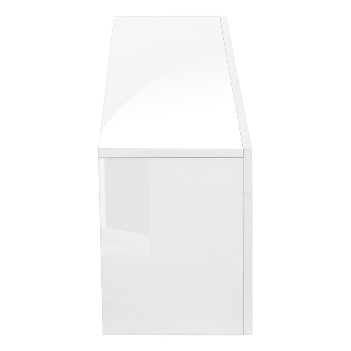 63" Cabinet Enclosed Storage TV Stand - White