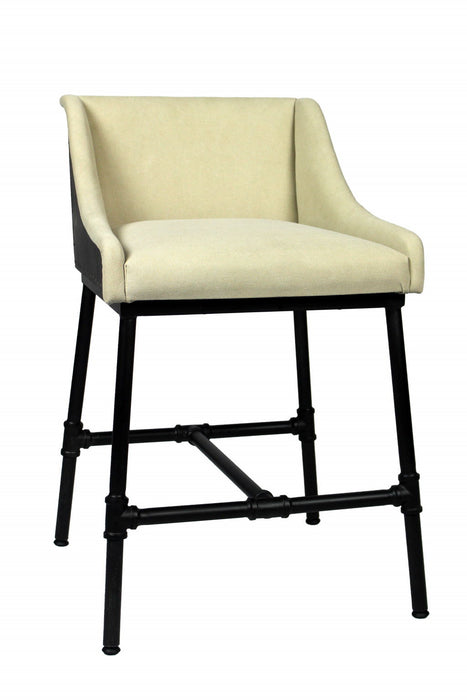 Upholstered Linen Dining Arm Chair - Black / Natural