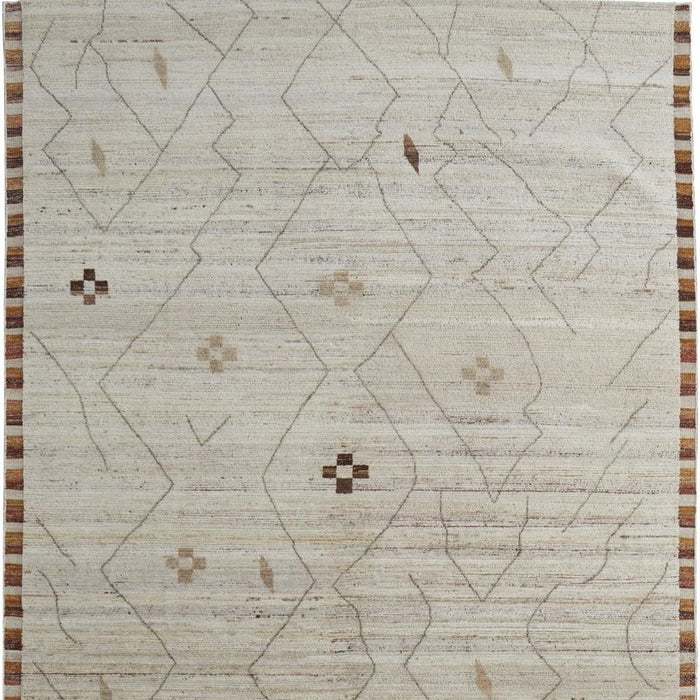 6' X 9' Wool Moroccan Hand Knotted Area Rug (567289) - Ivory / Tan
