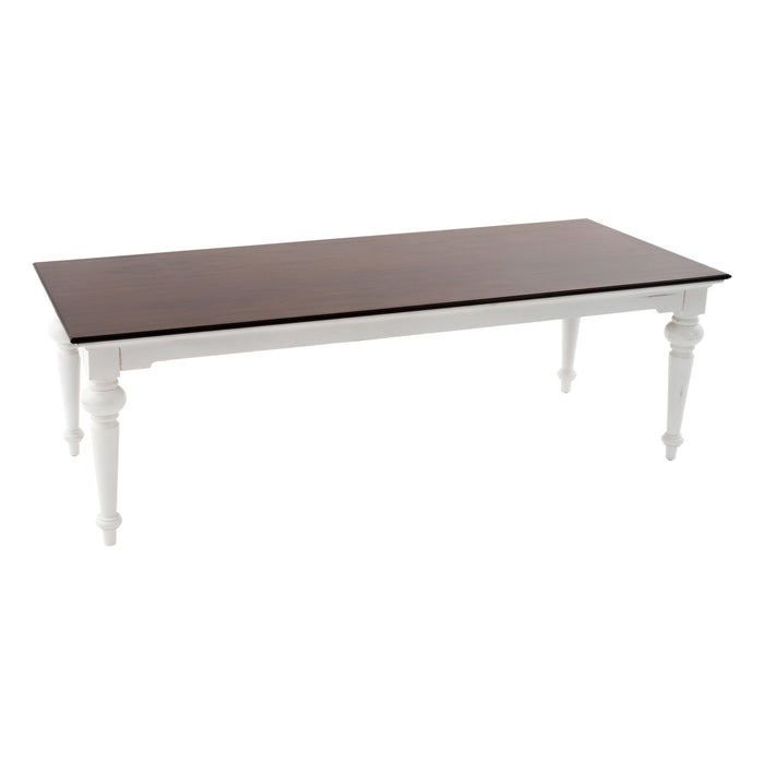 Solid Wood Dining Table - Dark Brown / White