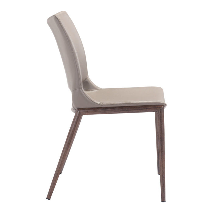 Upholstered Faux Leather Dining Side Chairs (Set of 2) - Gray / Espresso