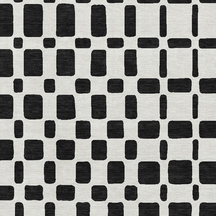 10' X 14' Geometric Washable Area Rug With UV Protection (669258) - Black / Ivory