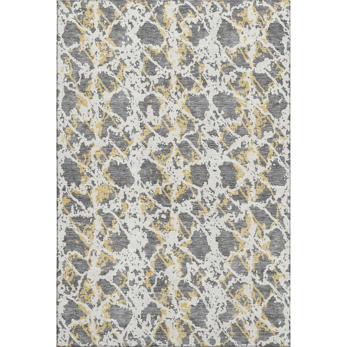10' X 14' Abstract Washable Area Rug With UV Protection (676650) - Gray / Gold / Ivory