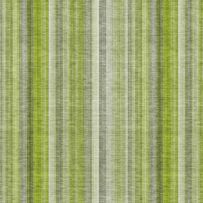 9' X 12' Striped Washable Area Rug With UV Protection (648387) - Green / Ivory