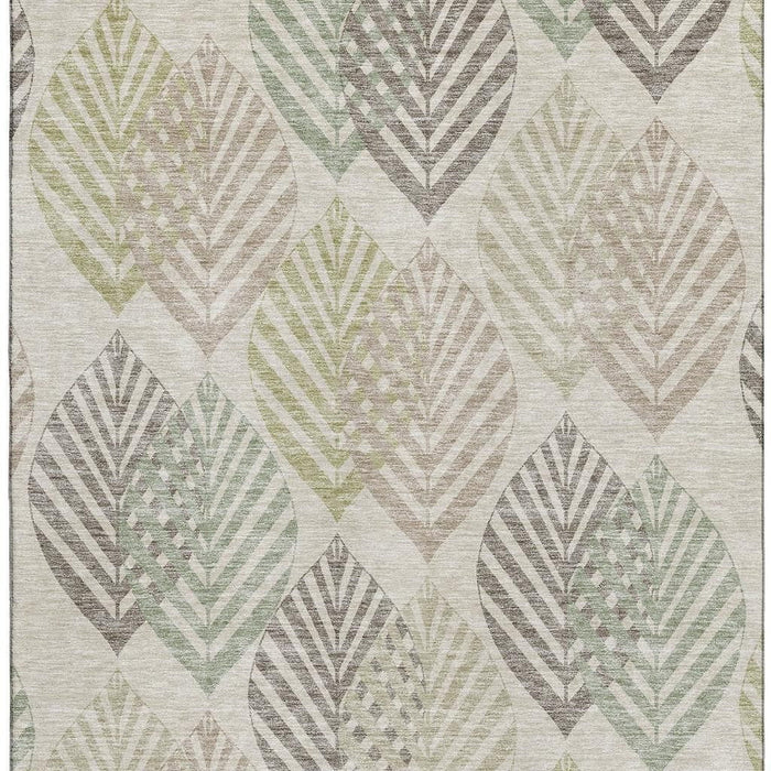 10' X 14' Transitional Floral Washable Area Rug With UV Protection - Beige