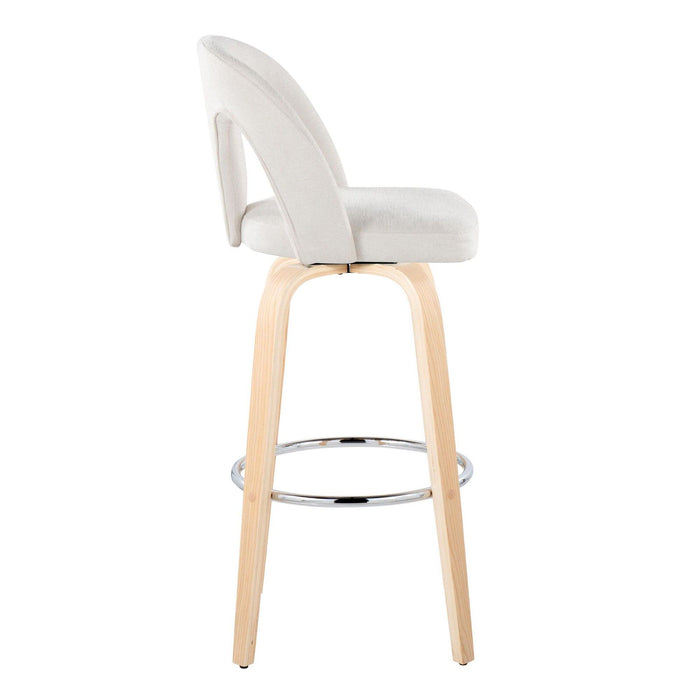 Ava - Upholstered Fixed-Height Barstool (Set of 2) - Natural Wood Base