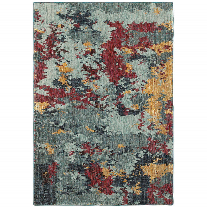 7' x 10' Abstract Power Loom Area Rug - Blue