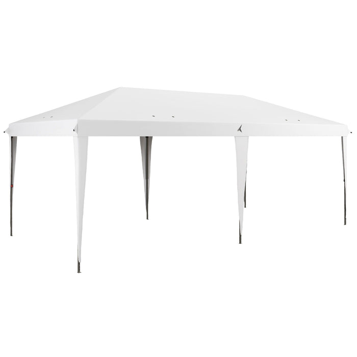 Giga Outsunny 10' x 19.2' pop-up canopy tent with sturdy frame, outdoor sun shade shelter, shown in backyard setting with carry bag
