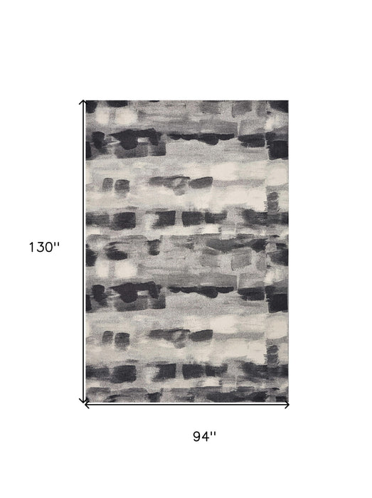 8' x 11' Machine Woven Abstract Brushstroke Indoor Area Rug - Shades Of Gray