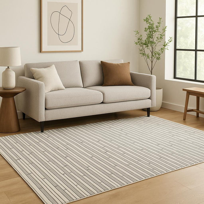 5' X 7' Geometric Power Loom Area Rug (572689) - Gray
