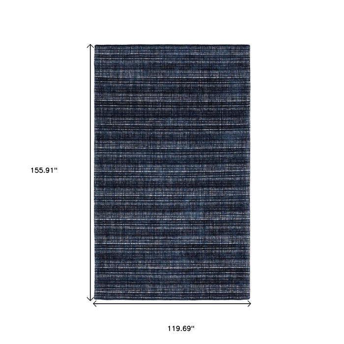 10' X 13' Striped Hand Tufted Area Rug - Navy Blue And Blue