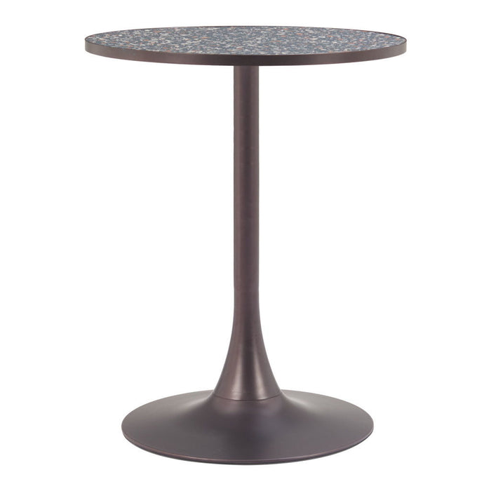 24" Wood And Steel Pedestal Base Round Top Dining Table - Black