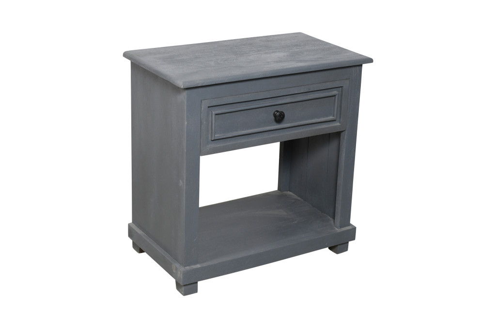 28" Distressed One Drawer Solid Wood Nightstand - Gray