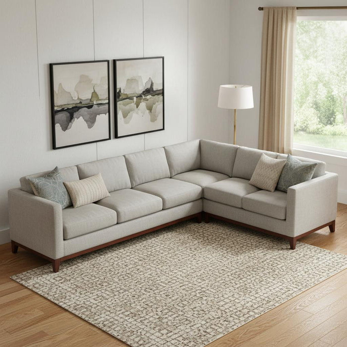 10' X 14' Abstract Washable Area Rug With UV Protection (710220) - Ivory / Charcoal / Beige