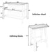 Rustic Giga 3-piece stationary kitchen island set with two seats and open shelves, ideal for dining and kitchen storage.