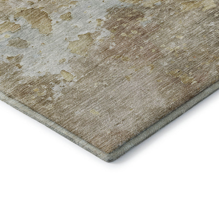 10' X 14' Abstract Washable Area Rug With UV Protection (692202) - Khaki / Gray / Gold