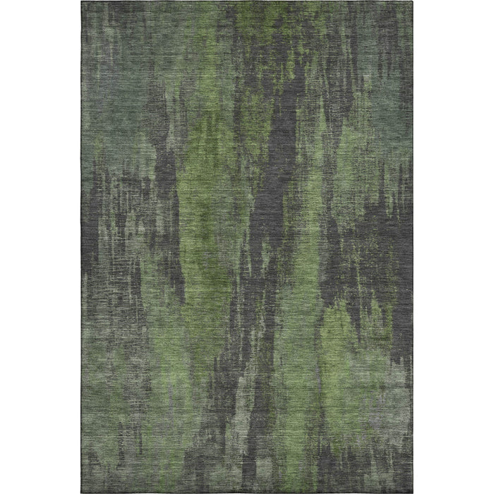 10' X 14' Abstract Washable Area Rug With UV Protection (695996) - Olive Green / Charcoal / Gray
