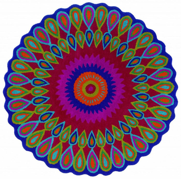 8' Round Wool Hand Tufted Area Rug - Pink