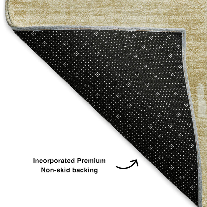 10' X 14' Traditional Abstract Washable Area Rug With UV Protection - Beige