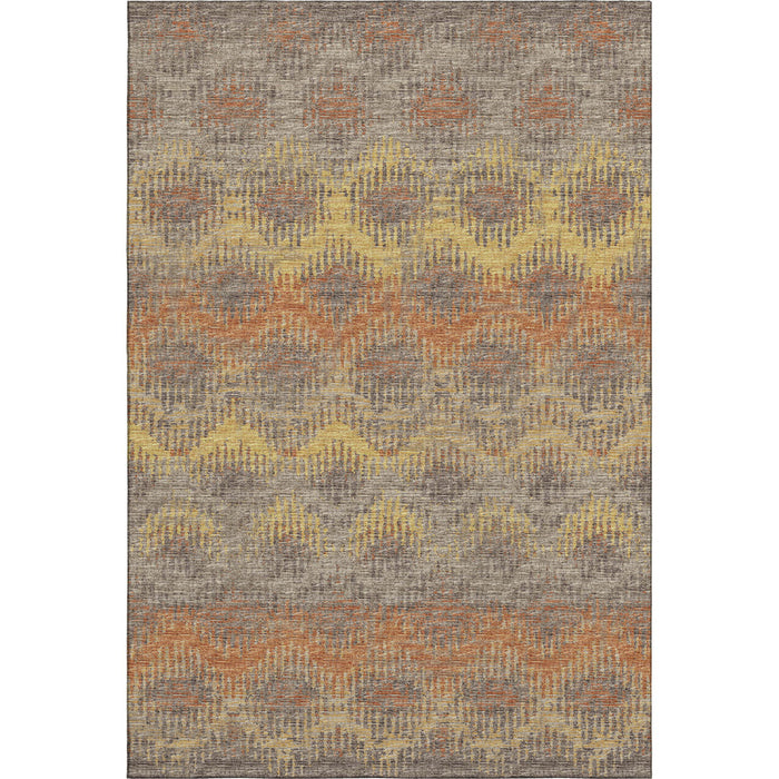 8' X 10' Abstract Washable Area Rug With UV Protection - Burnt Sienna
