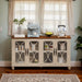 Giga elegant 4-door sideboard with tempered glass doors, showcasing a sleek wooden finish and modern design.