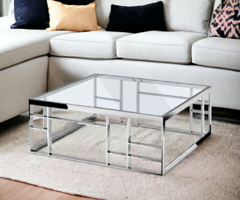 Glass Square Coffee Table - Silver And Clear