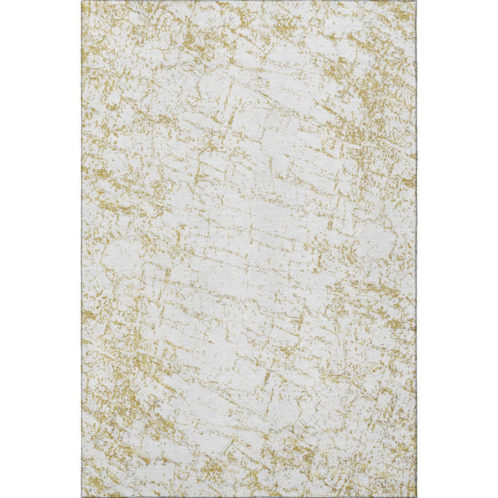 10' X 14' Abstract Washable Area Rug With UV Protection (651076) - Gold / Ivory