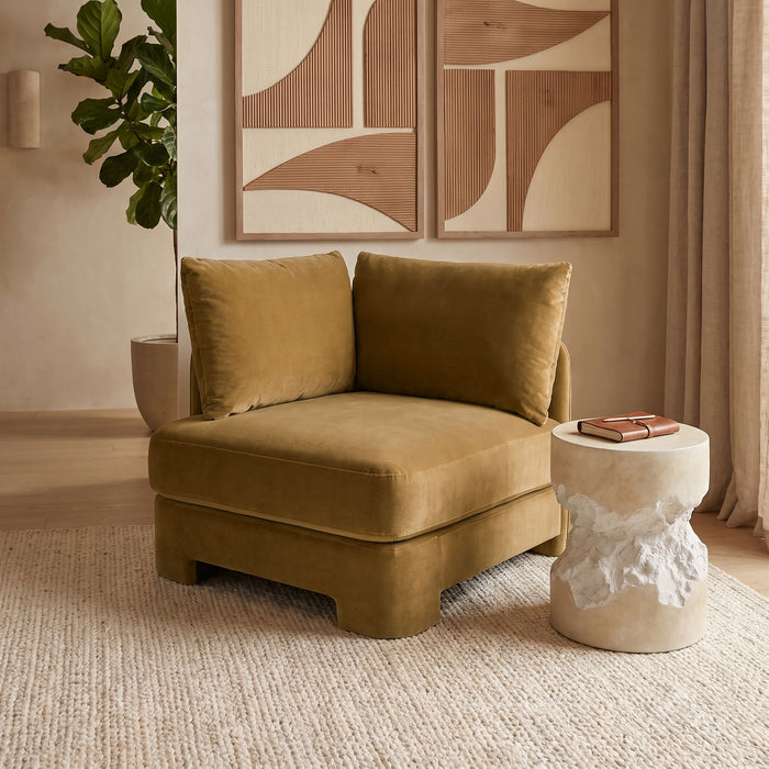 Meridian Furniture Hammond velvet performance fabric upholstered stationary chair with plush seat and stylish design.